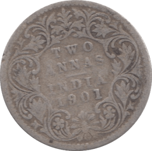 1901 SILVER INDIAN 2 ANNAS - SILVER WORLD COINS - Cambridgeshire Coins