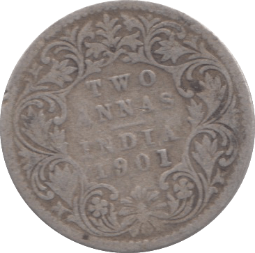 1901 SILVER INDIAN 2 ANNAS - SILVER WORLD COINS - Cambridgeshire Coins