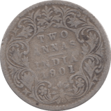 1901 SILVER INDIAN 2 ANNAS - SILVER WORLD COINS - Cambridgeshire Coins