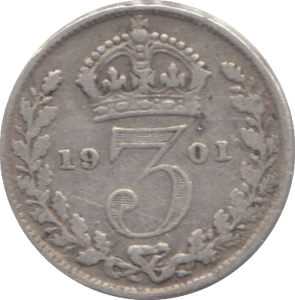 1901 SILVER THREEPENCE ( FAIR ) - Cambridgeshire Coins