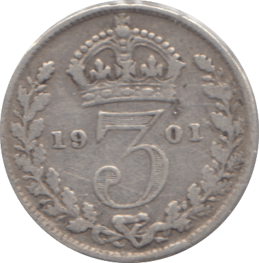 1901 SILVER THREEPENCE ( FAIR ) - Cambridgeshire Coins