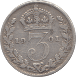 1901 SILVER THREEPENCE ( FAIR ) - Cambridgeshire Coins
