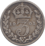 1901 SILVER THREEPENCE ( FINE ) - Threepence - Cambridgeshire Coins