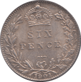 1901 SIXPENCE ( AUNC ) 8 - SIXPENCE - Cambridgeshire Coins