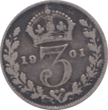 1901 THREEPENCE ( FINE ) - Threepence - Cambridgeshire Coins