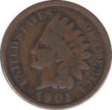 1901 USA ONE CENT - WORLD COINS - Cambridgeshire Coins
