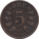 1902 5 ORE NORWAY - WORLD COINS - Cambridgeshire Coins