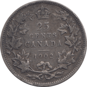 1902 CANADA 25 CENTS - WORLD COINS - Cambridgeshire Coins