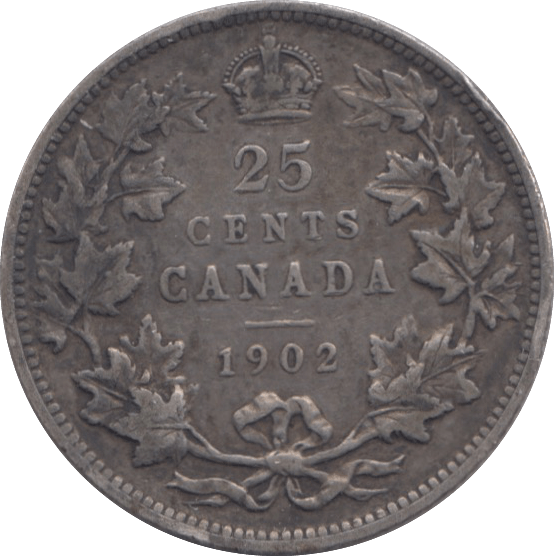 1902 CANADA 25 CENTS - WORLD COINS - Cambridgeshire Coins