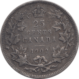 1902 CANADA 25 CENTS - WORLD COINS - Cambridgeshire Coins
