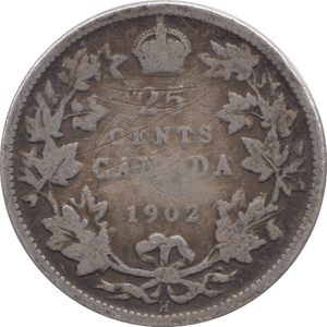 1902 CANADA 25 CENTS - WORLD COINS - Cambridgeshire Coins