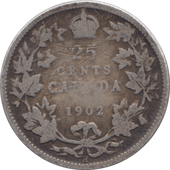 1902 CANADA 25 CENTS - WORLD COINS - Cambridgeshire Coins