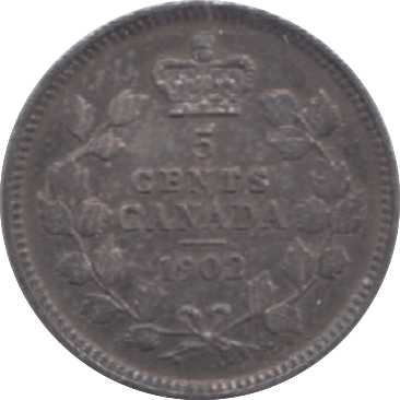 1902 CANADA SILVER 5 CENTS - WORLD SILVER COINS - Cambridgeshire Coins