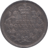 1902 CANADA SILVER 5 CENTS - WORLD SILVER COINS - Cambridgeshire Coins