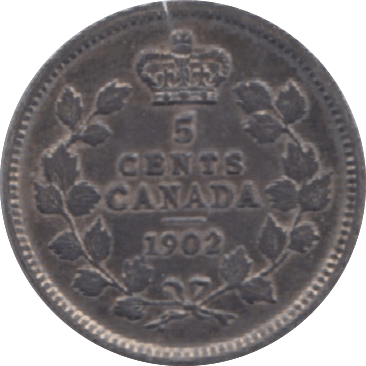 1902 CANADA SILVER 5 CENTS - WORLD SILVER COINS - Cambridgeshire Coins