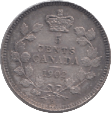 1902 CANADA SILVER 5 CENTS - WORLD SILVER COINS - Cambridgeshire Coins