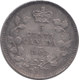 1902 CANADA SILVER 5 CENTS - WORLD SILVER COINS - Cambridgeshire Coins