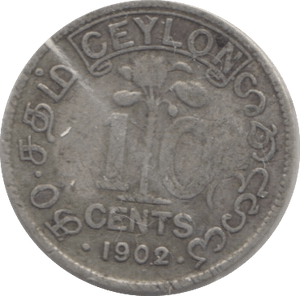 1902 CEYLON 10 CENTS - SILVER WORLD COINS - Cambridgeshire Coins