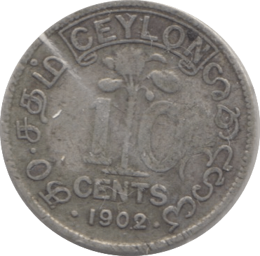 1902 CEYLON 10 CENTS - SILVER WORLD COINS - Cambridgeshire Coins