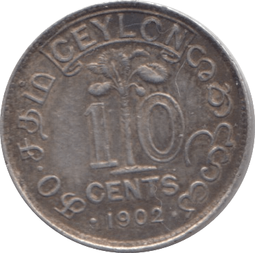 1902 CEYLON 10 CENTS - SILVER WORLD COINS - Cambridgeshire Coins