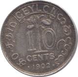 1902 CEYLON 10 CENTS - SILVER WORLD COINS - Cambridgeshire Coins