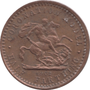 1902 CORONATION MODEL HALF FARTHING - MEDALS - Cambridgeshire Coins