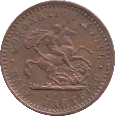 1902 CORONATION MODEL HALF FARTHING - MEDALS - Cambridgeshire Coins
