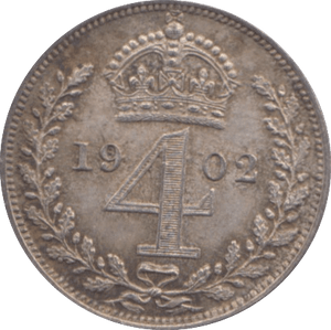 1902 MAUNDY FOURPENCE ( AUNC ) 24 - Maundy Coins - Cambridgeshire Coins