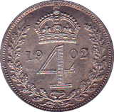 1902 MAUNDY FOURPENCE ( UNC ) - Maundy Coins - Cambridgeshire Coins