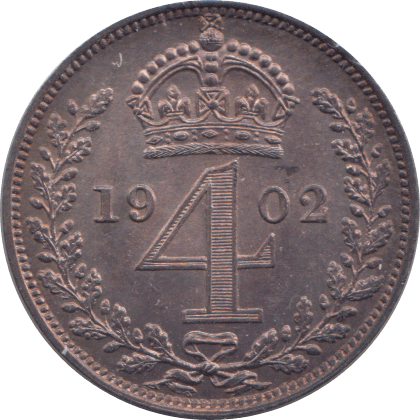 1902 MAUNDY FOURPENCE ( UNC ) - Maundy Coins - Cambridgeshire Coins