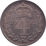 1902 MAUNDY FOURPENCE ( UNC ) - Maundy Coins - Cambridgeshire Coins