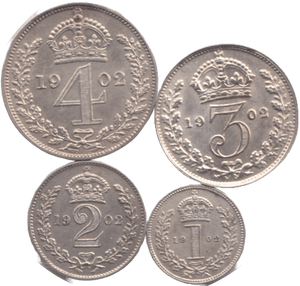 1902 MAUNDY SET EDWARD VII - Maundy Set - Cambridgeshire Coins