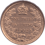 1902 ONE THIRD FARTHING ( BU ) - One Third Farthing - Cambridgeshire Coins