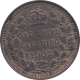 1902 ONE THIRD FARTHING ( EF ) 3 - One Third Farthing - Cambridgeshire Coins