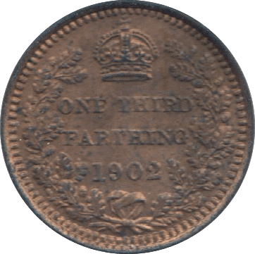 1902 ONE THIRD FARTHING ( EF ) 7 - One Third Farthing - Cambridgeshire Coins