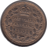 1902 ONE THIRD FARTHING ( UNC ) - One Third Farthing - Cambridgeshire Coins
