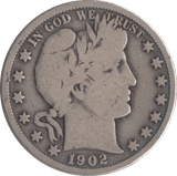 1902 SILVER HALF DOLLAR USA SAN FRANCISCO - SILVER WORLD COINS - Cambridgeshire Coins