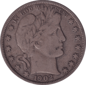 1902 SILVER HALF DOLLAR USA - SILVER WORLD COINS - Cambridgeshire Coins