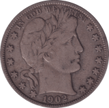 1902 SILVER HALF DOLLAR USA - SILVER WORLD COINS - Cambridgeshire Coins
