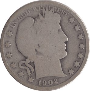 1902 SILVER HALF DOLLAR USA - SILVER WORLD COINS - Cambridgeshire Coins