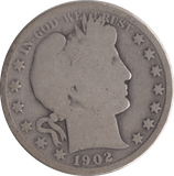 1902 SILVER HALF DOLLAR USA - SILVER WORLD COINS - Cambridgeshire Coins