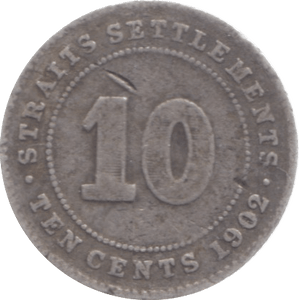1902 STRAIT SETTLEMENTS SILVER 10 CENTS - SILVER WORLD COINS - Cambridgeshire Coins
