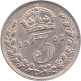 1902 THREEPENCE ( EF ) 23 - Threepence - Cambridgeshire Coins