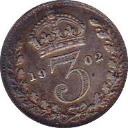 1902 THREEPENCE ( EF ) - Threepence - Cambridgeshire Coins
