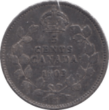 1903 CANADA SILVER 5 CENTS - WORLD SILVER COINS - Cambridgeshire Coins