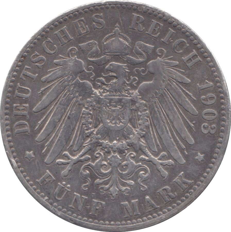 1903 GERMAN STATES SILVER FIVE MARKS - WORLD COINS - Cambridgeshire Coins