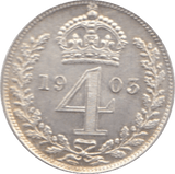 1903 MAUNDY FOURPENCE ( BU ) - Maundy Coins - Cambridgeshire Coins