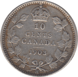 1903 SILVER 10 CENTS CANADA - WORLD SILVER COINS - Cambridgeshire Coins