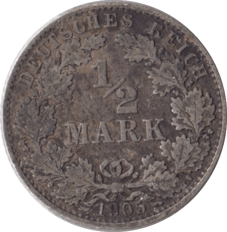 1903 SILVER 1/2 MARK GERMANY - SILVER WORLD COINS - Cambridgeshire Coins