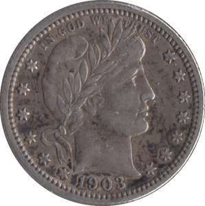 1903 SILVER 1/4 DOLLAR USA - SILVER WORLD COINS - Cambridgeshire Coins